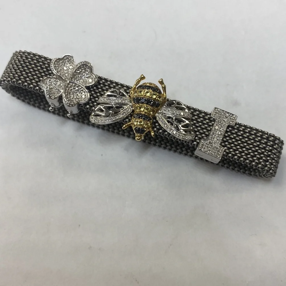Bangle Bracelet Diamonds 14K Gold - Picture 6 of 14